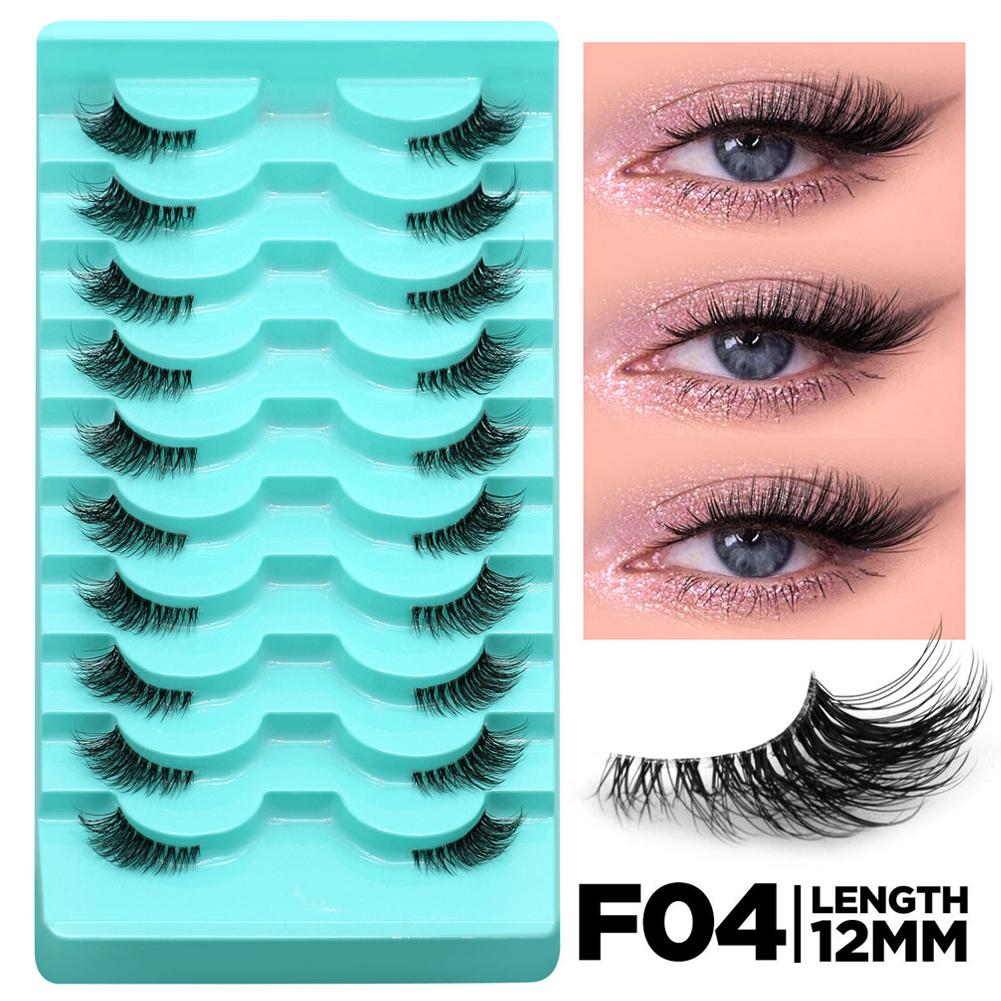 Eyelash Extension Cat Eye Wispy - Half Lashes 10 Pairs Natural Long