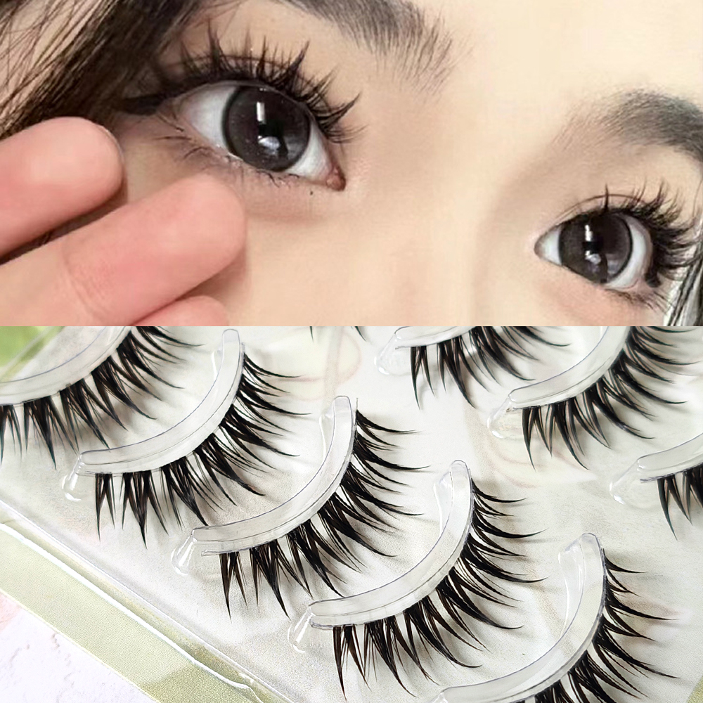 Eyelash Extension Cat Eye Wispy - 5 Pairs Natural Cat Eye False