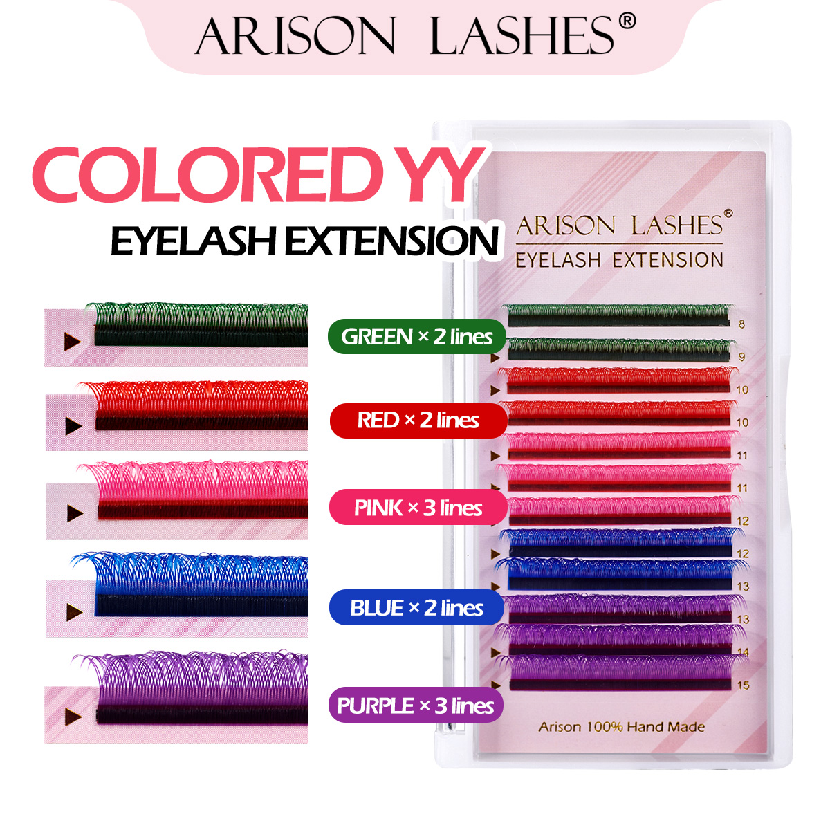 ARISON Mixed Color YY Lashes P - Eyelash Extension Double Volume recensie en prijs