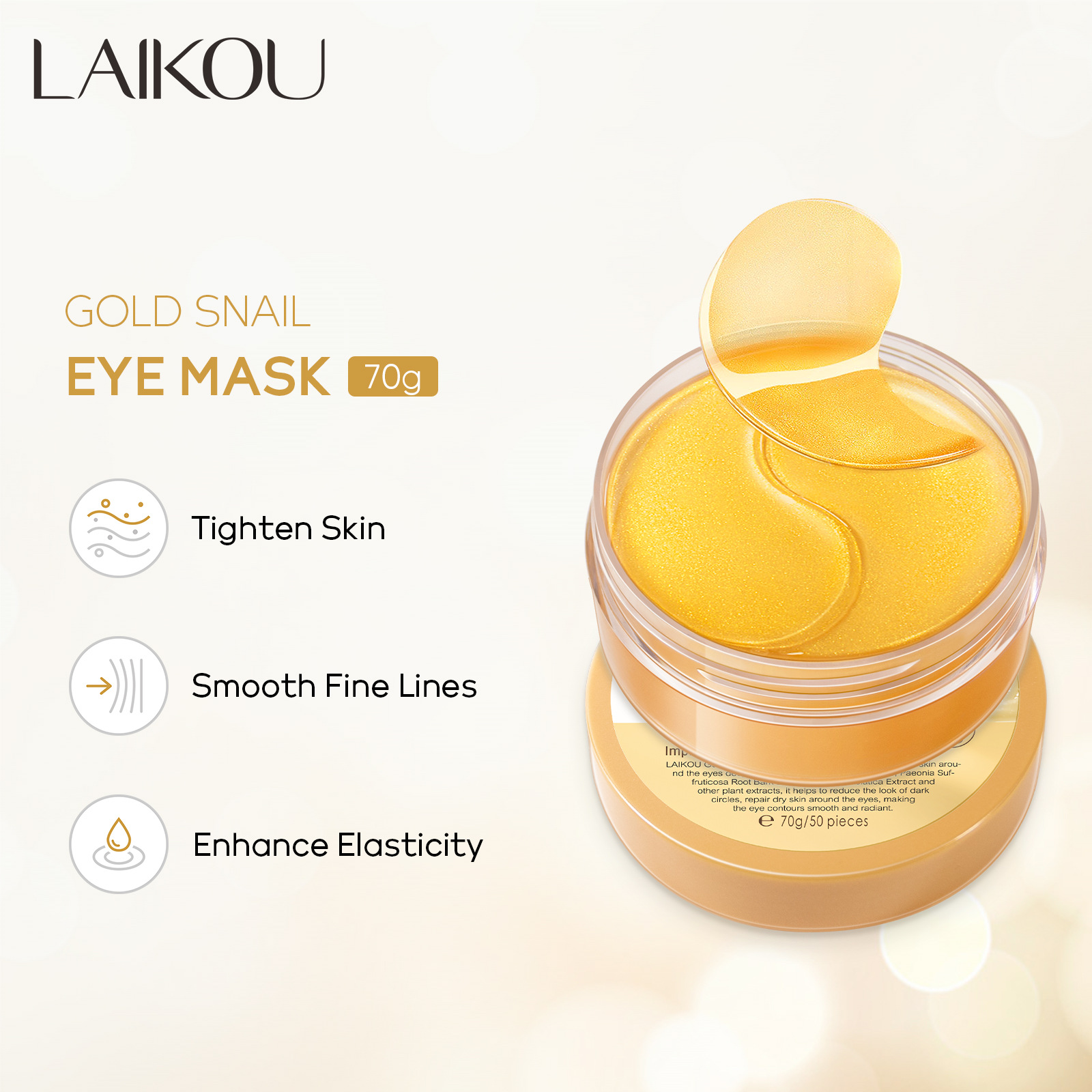 LAIKOU 50pcs Golden Snail Coll - Eye Pad Collagen recensie en prijs